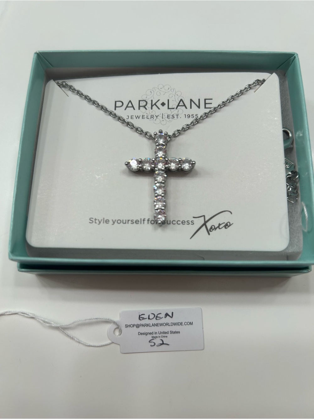 Park Lane Silver Crystal Cross Necklace
